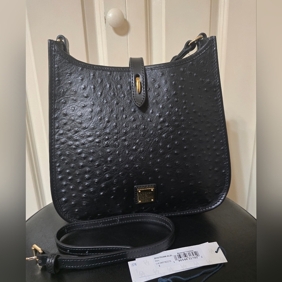 Dooney Ostrich Messenger Crossbody #V1331182 -  Color: Black - Picture 1 of 15